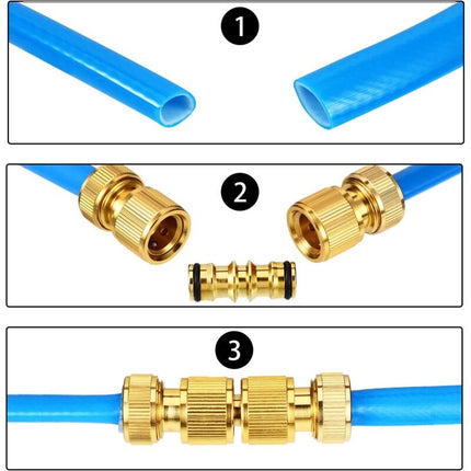 2 Pack Brass Garden Hose Connector For Garden Hose Tap (Double Male Brass Connector).