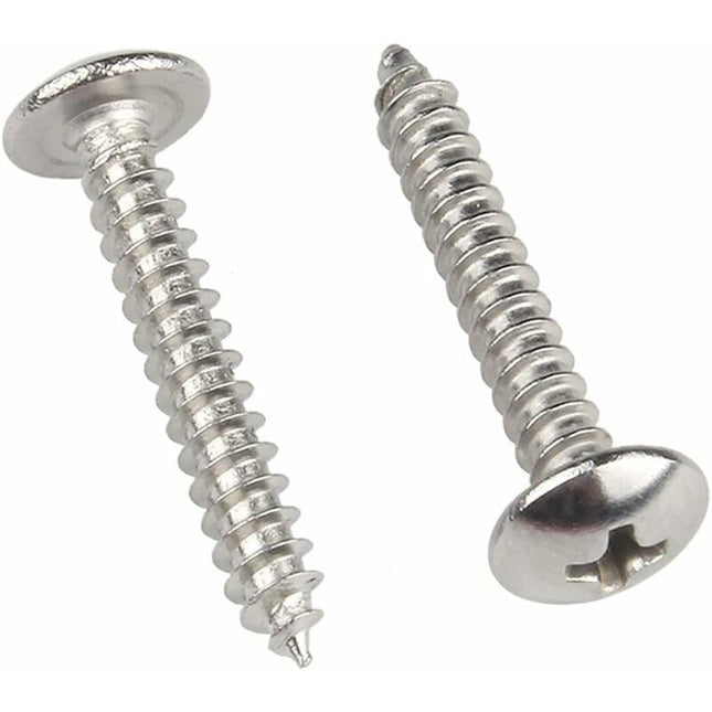 M4 X 25Mm 40 pcs ROund Head Wood Screws 304 Stainless Steel Cross Recessed Mushroom Head Self Tapping Screws Fasteners.