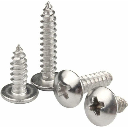 M4 X 25Mm 40 pcs ROund Head Wood Screws 304 Stainless Steel Cross Recessed Mushroom Head Self Tapping Screws Fasteners.
