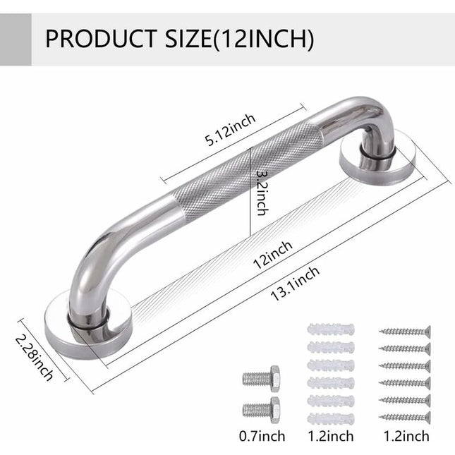 Bathroom Grab Bar, Sus 304 Stainless Steel Bathtub Handle With Non-Slip Grip, Toilet Grab Bar For.