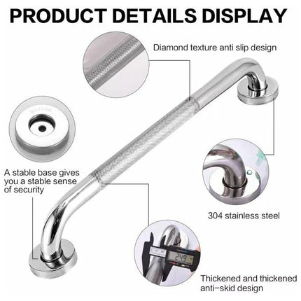 Bathroom Grab Bar, Sus 304 Stainless Steel Bathtub Handle With Non-Slip Grip, Toilet Grab Bar For.