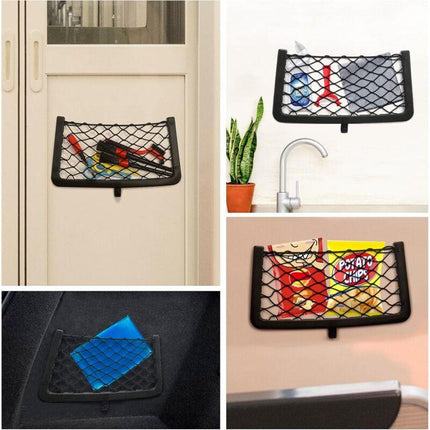 4 Pack Car Storage Net, Trunk Storage Net, Car Trunk Net, With Screws, Hook, Car Pocket Organizer Bag For Car, Rv,.
