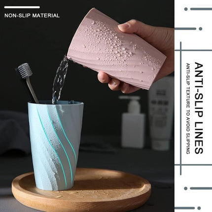 2 Pack Bathroom Tumblers Unbreakable Soft Durable Bathroom Cup Toothbrush Holder (Light Blue & DArk Blue).