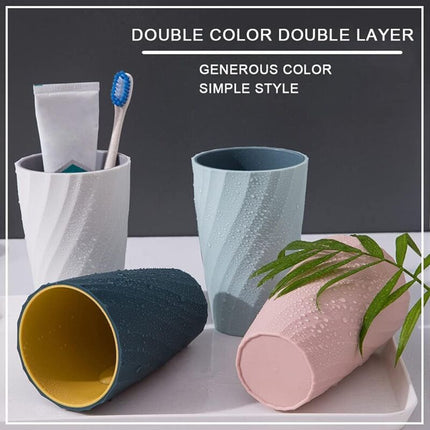 2 Pack Bathroom Tumblers Unbreakable Soft Durable Bathroom Cup Toothbrush Holder (Light Blue & DArk Blue).