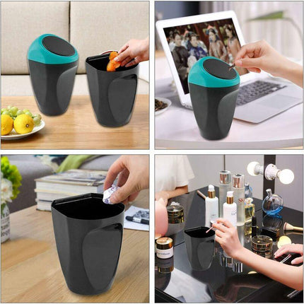 Mini Car Trash Can Plastic Waste Bin 16X8Cm Garbage Can Storage Container For Car Interior/Office/Home(Blue-Mini Trash.