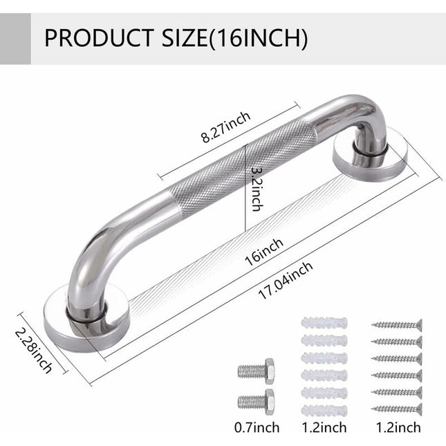 Bathroom Grab Bar, Sus 304 Stainless Steel Bathtub Handle With Non-Slip Grip, Toilet Grab Bar For.