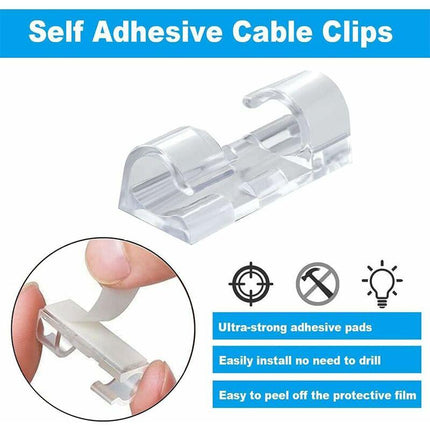 60 Pack Clear Cable Clips, Strong Self-Adhesive Cable Holder, Durable Plastic Cord Management Organizer Clamps For Home.