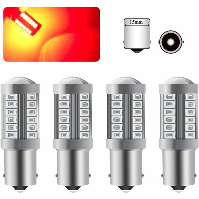 4 X 1156Ba15S LED Bulb Red Super Bright 6000K 5630 33 Smd Backup Light Parking Reverse Position Rear Fog Light Bulb 12V.