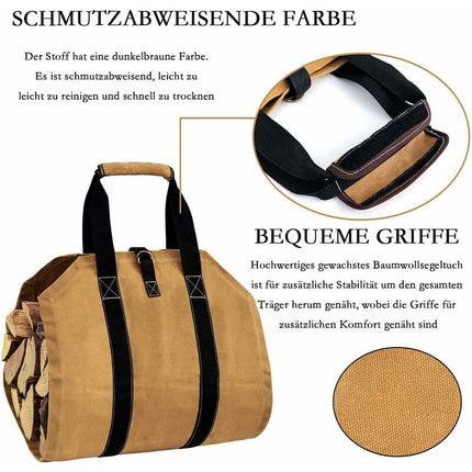 Log Basket Log Bag Wood Basket For Fireplace Wood Log Bag Firewood Transport Cart.