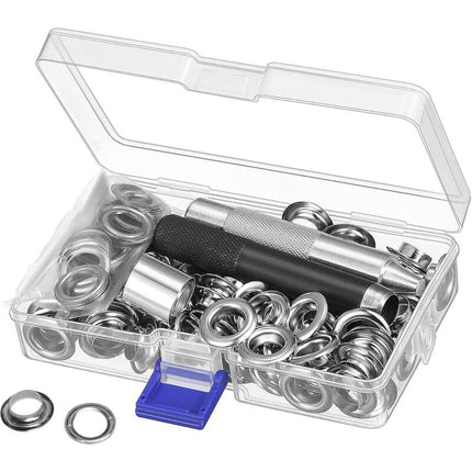Grommet Kit Tools 10Mm Metal Eyelets Sets 100 Set Grommets Eyelets Kit For Canvas Tarpaulin Tent Repair Silver (2/5.