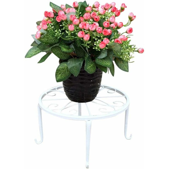 9" Rust Resistant Wrought Iron Metal Plant Pot Stand White.
