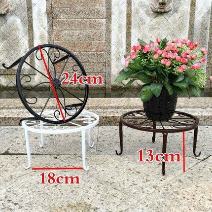 9" Rust Resistant Wrought Iron Metal Plant Pot Stand White.