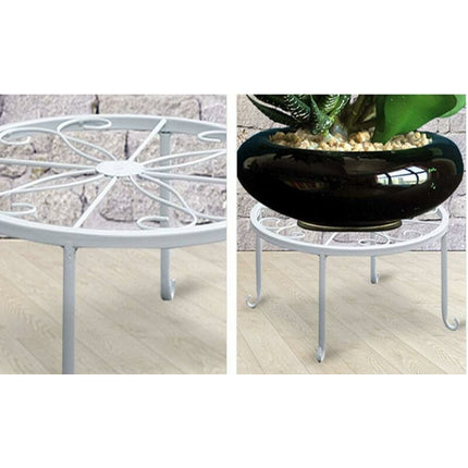 9" Rust Resistant Wrought Iron Metal Plant Pot Stand White.
