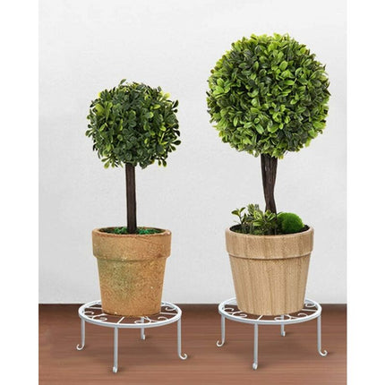 9" Rust Resistant Wrought Iron Metal Plant Pot Stand White.