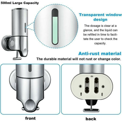 Wall Mounted Soap Dispenser - Manual Soap Dispenser For Kitchen, Bathroom, Shampoo, Shower Gel (500Ml).