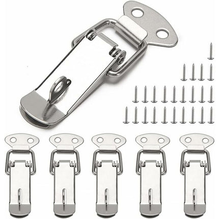 6 pcs Lever Latch Spring Loaded Catch, 72Mm Toggle Spring Loaded Latch With Hook For Cabinet, Box, Drawer, Cupboard,.