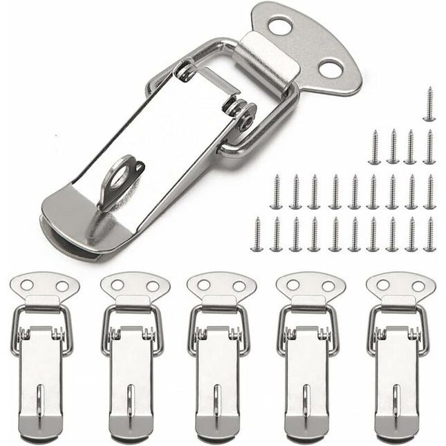 6 pcs Lever Latch Spring Loaded Catch, 72Mm Toggle Spring Loaded Latch With Hook For Cabinet, Box, Drawer, Cupboard,.