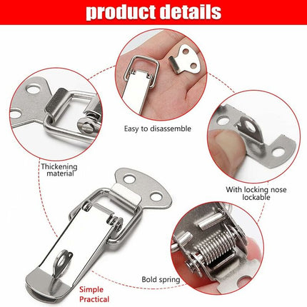 6 pcs Lever Latch Spring Loaded Catch, 72Mm Toggle Spring Loaded Latch With Hook For Cabinet, Box, Drawer, Cupboard,.