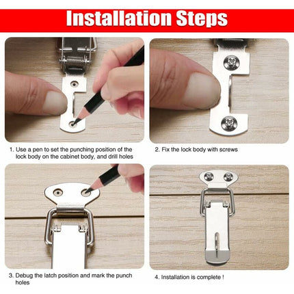 6 pcs Lever Latch Spring Loaded Catch, 72Mm Toggle Spring Loaded Latch With Hook For Cabinet, Box, Drawer, Cupboard,.