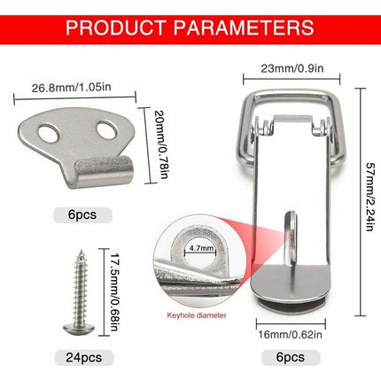 6 pcs Lever Latch Spring Loaded Catch, 72Mm Toggle Spring Loaded Latch With Hook For Cabinet, Box, Drawer, Cupboard,.
