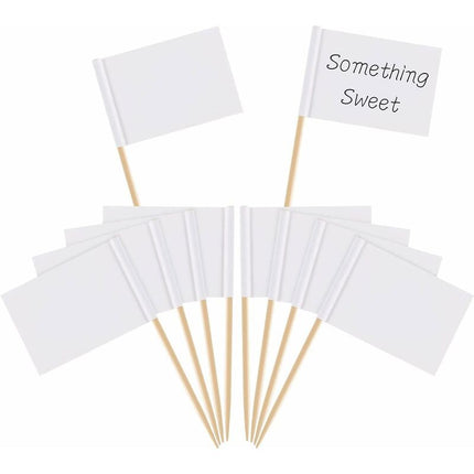 Toothpick Flags Empty White Cheese Markers Labels White For Party Cake Cheeseplate Food Appetizers(100 pcs).