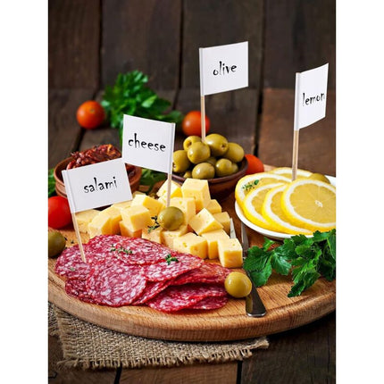Toothpick Flags Empty White Cheese Markers Labels White For Party Cake Cheeseplate Food Appetizers(100 pcs).