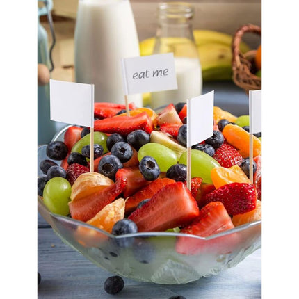 Toothpick Flags Empty White Cheese Markers Labels White For Party Cake Cheeseplate Food Appetizers(100 pcs).
