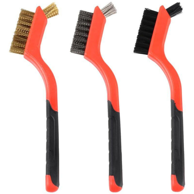 3 pcs Wire Brushes Set Stainless Steel Brass Carbon Nylon Scrub Brushes For Cleaning Welding Slag Stripping Rust Dust.