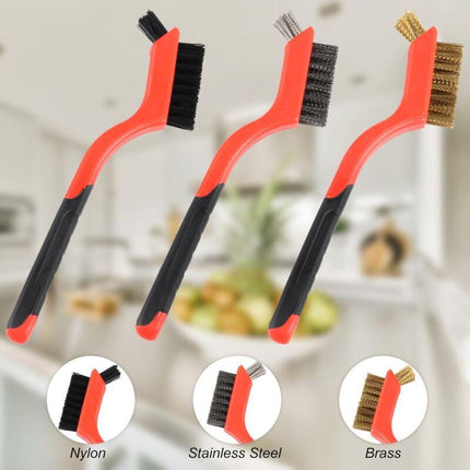 3 pcs Wire Brushes Set Stainless Steel Brass Carbon Nylon Scrub Brushes For Cleaning Welding Slag Stripping Rust Dust.