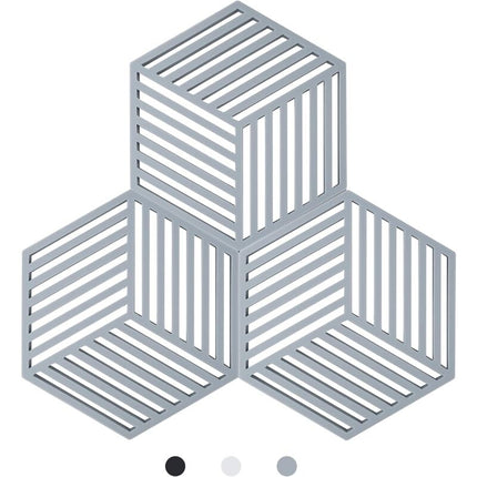 Kitchen Pot Coaster Tapis De Protection En Silicone Teffa (Gris, Raya Hexagonal: 160X138X8Mm).