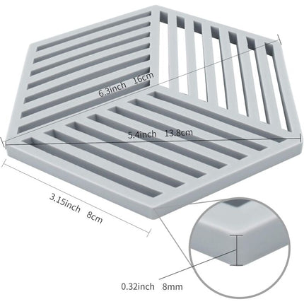 Kitchen Pot Coaster Tapis De Protection En Silicone Teffa (Gris, Raya Hexagonal: 160X138X8Mm).