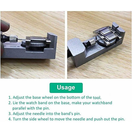 Adjustable Watch Pin Punch Tool, Watchmaker Watch Band Tool Link Pin Remover Repair Kit With 3 Extra Pins.