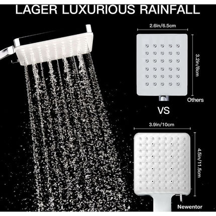 Shower Head, Large Square Shower Head With One-Hand Control, High Pressure Shower Head With 6 Shower Modes, Chrome.