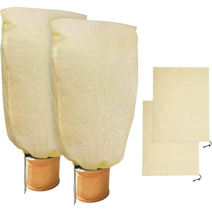 2 Pieces Plant Winter Protection Bags Winter Protection For Potted Plants, Beige, Solid, 100 X 80 Cm.