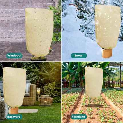 2 Pieces Plant Winter Protection Bags Winter Protection For Potted Plants, Beige, Solid, 100 X 80 Cm.