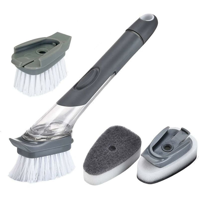4 Pack Replaceable Brushes Dish Brush Refills, 2 In 1 Sponge And Bristle Brushes For Dish Washing, Easy Cleaning.