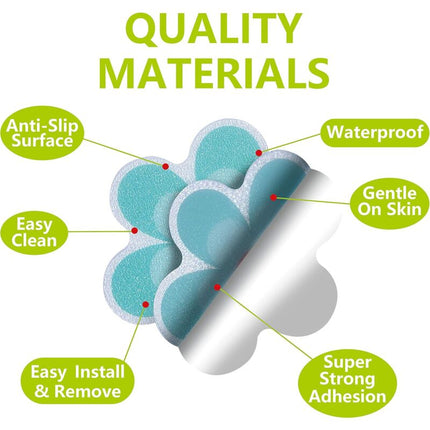Pack Of 10 Waterproof Non-Slip Shower Stickers With Premium Scraper (Flower Design, Size 9.5 X 9.5 Cm).