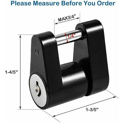 Caravan Security Locks For Safe And Durable Theft Protection, Unisex Metal Locksmith Tools, Trailer Lock, Black.