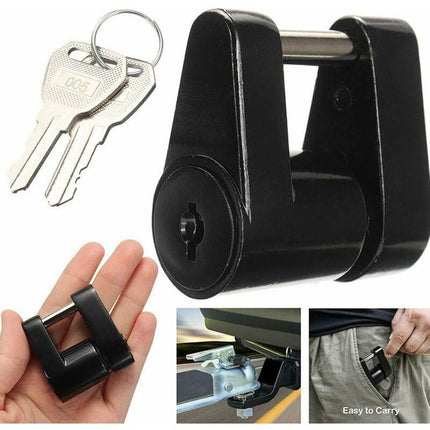 Caravan Security Locks For Safe And Durable Theft Protection, Unisex Metal Locksmith Tools, Trailer Lock, Black.