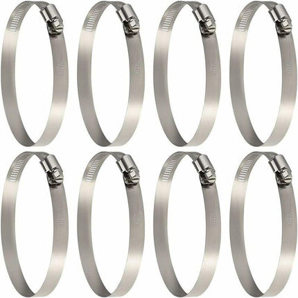 8 pcs Hose Clamp, Adjustable 91-114Mm Stainless Steel Hose Clips Sizes For Fixing Hoses And Pipes.