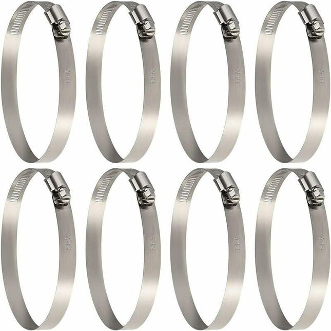 8 pcs Hose Clamp, Adjustable 91-114Mm Stainless Steel Hose Clips Sizes For Fixing Hoses And Pipes.