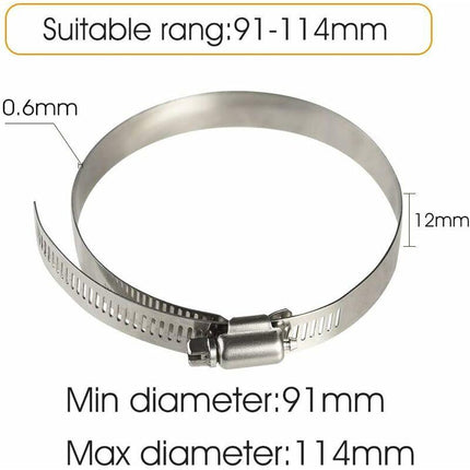 8 pcs Hose Clamp, Adjustable 91-114Mm Stainless Steel Hose Clips Sizes For Fixing Hoses And Pipes.