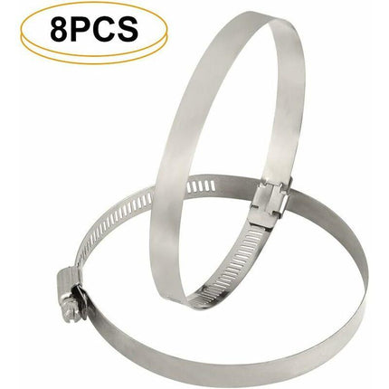 8 pcs Hose Clamp, Adjustable 91-114Mm Stainless Steel Hose Clips Sizes For Fixing Hoses And Pipes.