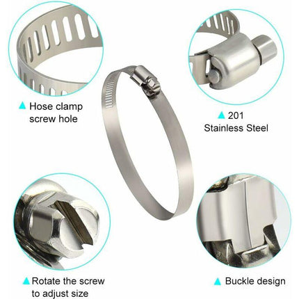 8 pcs Hose Clamp, Adjustable 91-114Mm Stainless Steel Hose Clips Sizes For Fixing Hoses And Pipes.