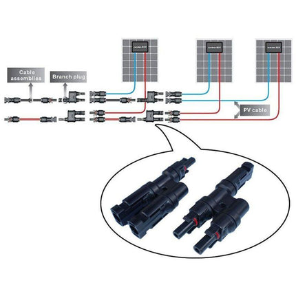 Solar Panel Mc4 Branch Connectors T/Y Cable Splitter Fitting.