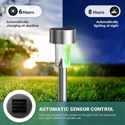 Colorful Outdoor Solar Garden Lights Stainless Steel LED Lights 12 pcs Wireless For Outdoor，4.529.5Cm.