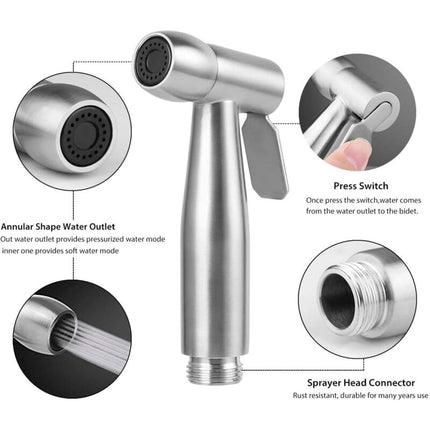 High Quality Toilet Bidet Kit With Water Tank Hook And 59" Abs Telescopic Flexible Shower Hose For DAily Personal.