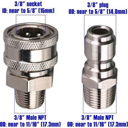 Pressure Washer Quick Connect Adapter Kit, 9.5Mm Male Thread, 5000 Psi 1 3/8'' Quick Connect Kit -Male.
