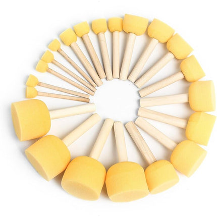 25 Pieces Foam Paint Brushes, Sponge Paint Brushes With Wooden Handle, For Painting Art Craft Pottery Graffiti - 5 Sizes.