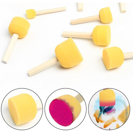 25 Pieces Foam Paint Brushes, Sponge Paint Brushes With Wooden Handle, For Painting Art Craft Pottery Graffiti - 5 Sizes.